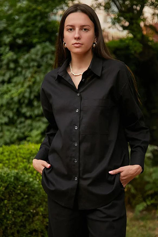 Льняная рубашка с длинным рукавом LN0058-16-60 black