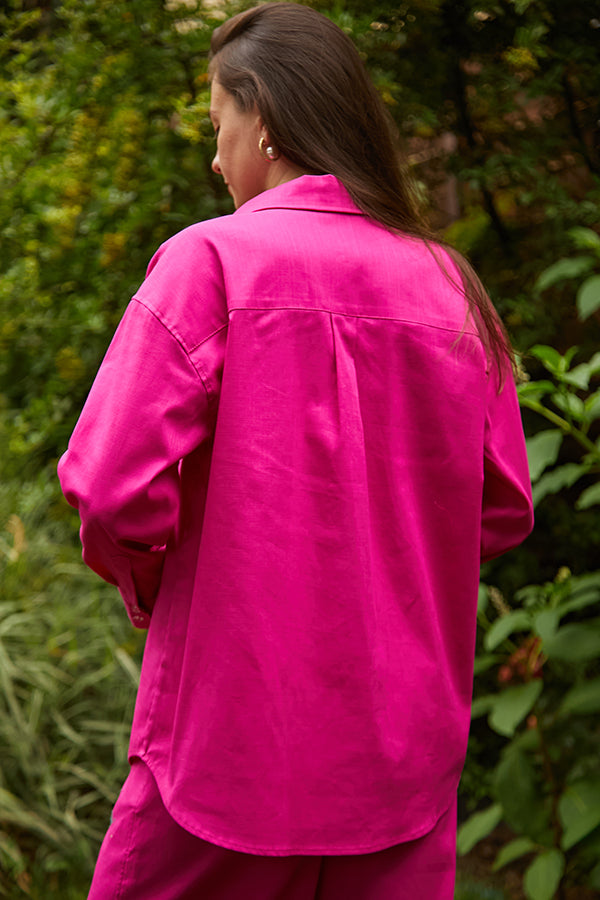 Льняная рубашка с длинным рукавом LN0058-13-60 pink