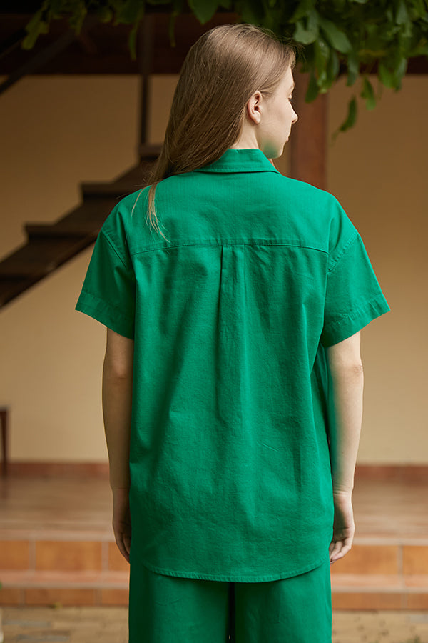Льняная рубашка с коротким рукавом LN0059-07-50 green