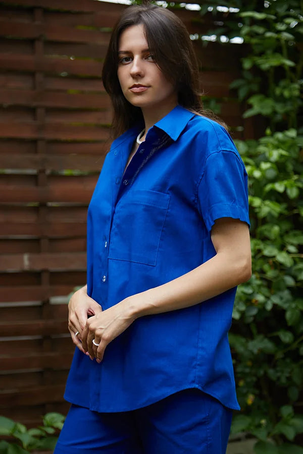 Льняная рубашка с коротким рукавом LN0059-13-50 electric