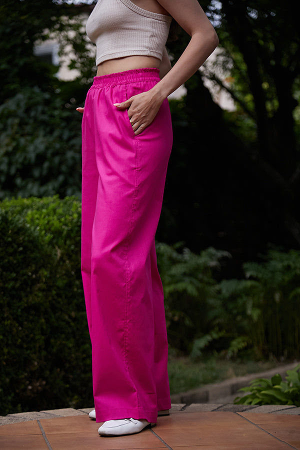 Льняные брюки прямого кроя LN0061-87-09 raspberries