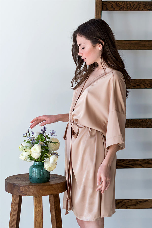 Шелковый халат-кимоно с поясом Nude 11604N