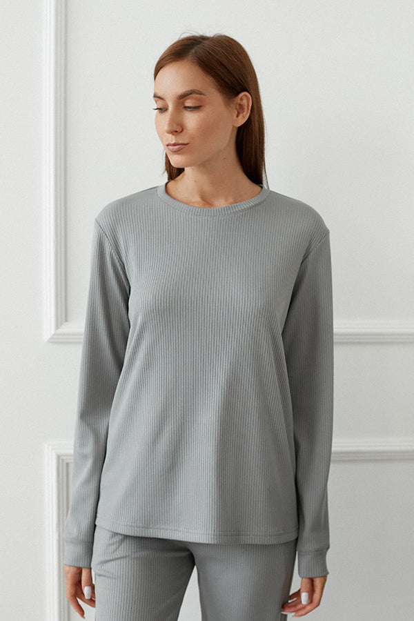 Хлопковый лонгслив в рубчик Paula TR0056-12-60