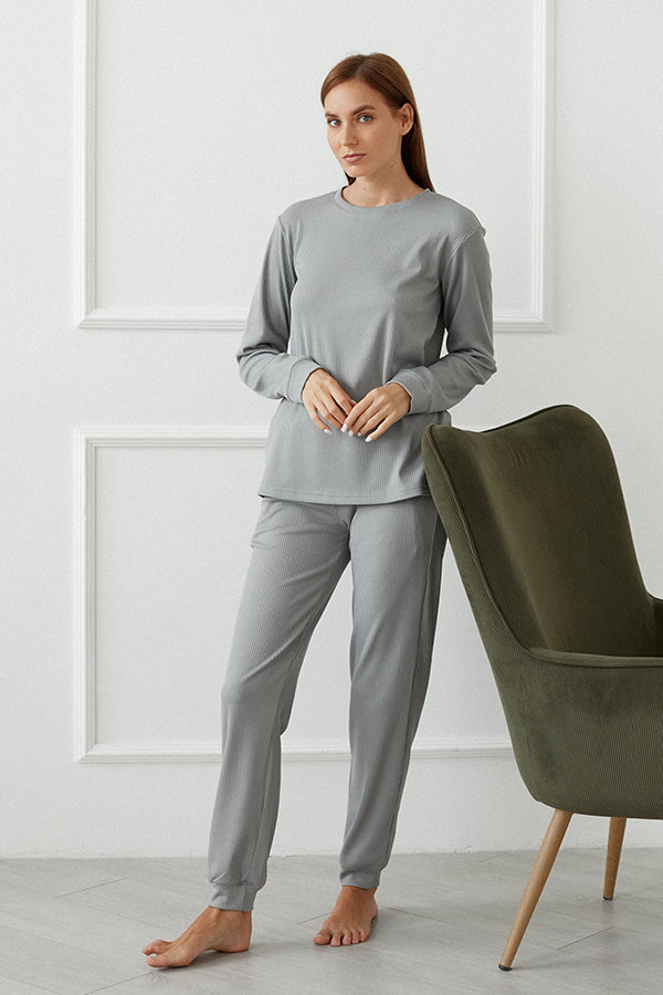 Хлопковый лонгслив в рубчик Paula TR0056-12-60