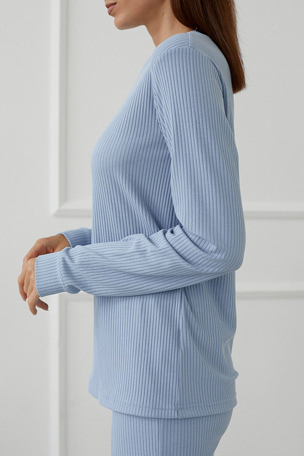 Хлопковый лонгслив в рубчик Valery TR0056-04-60