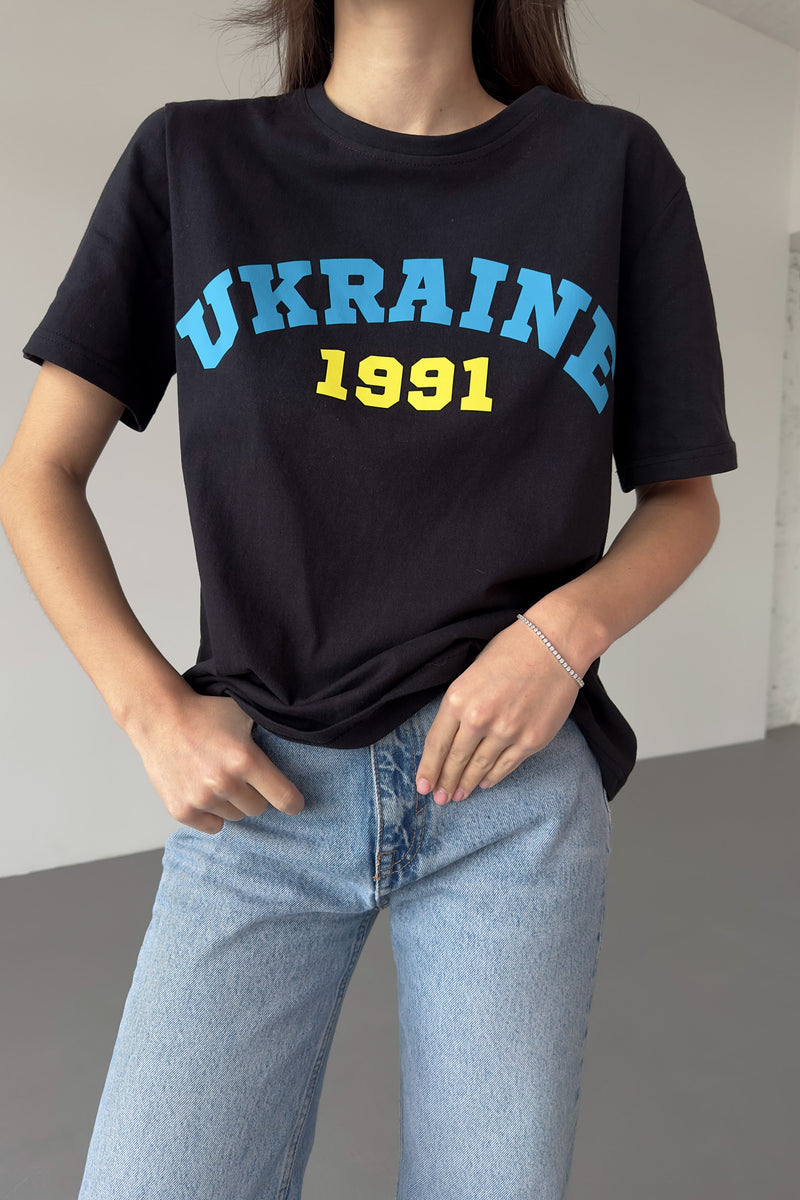 Хлопковая футболка Ukraine 1991 U217071 black