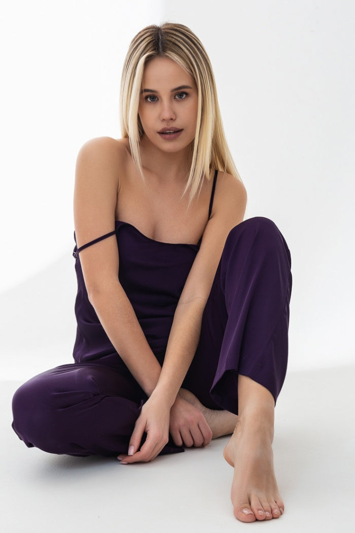 Шелковая пижама с брюками Гелла 21004-4 violet