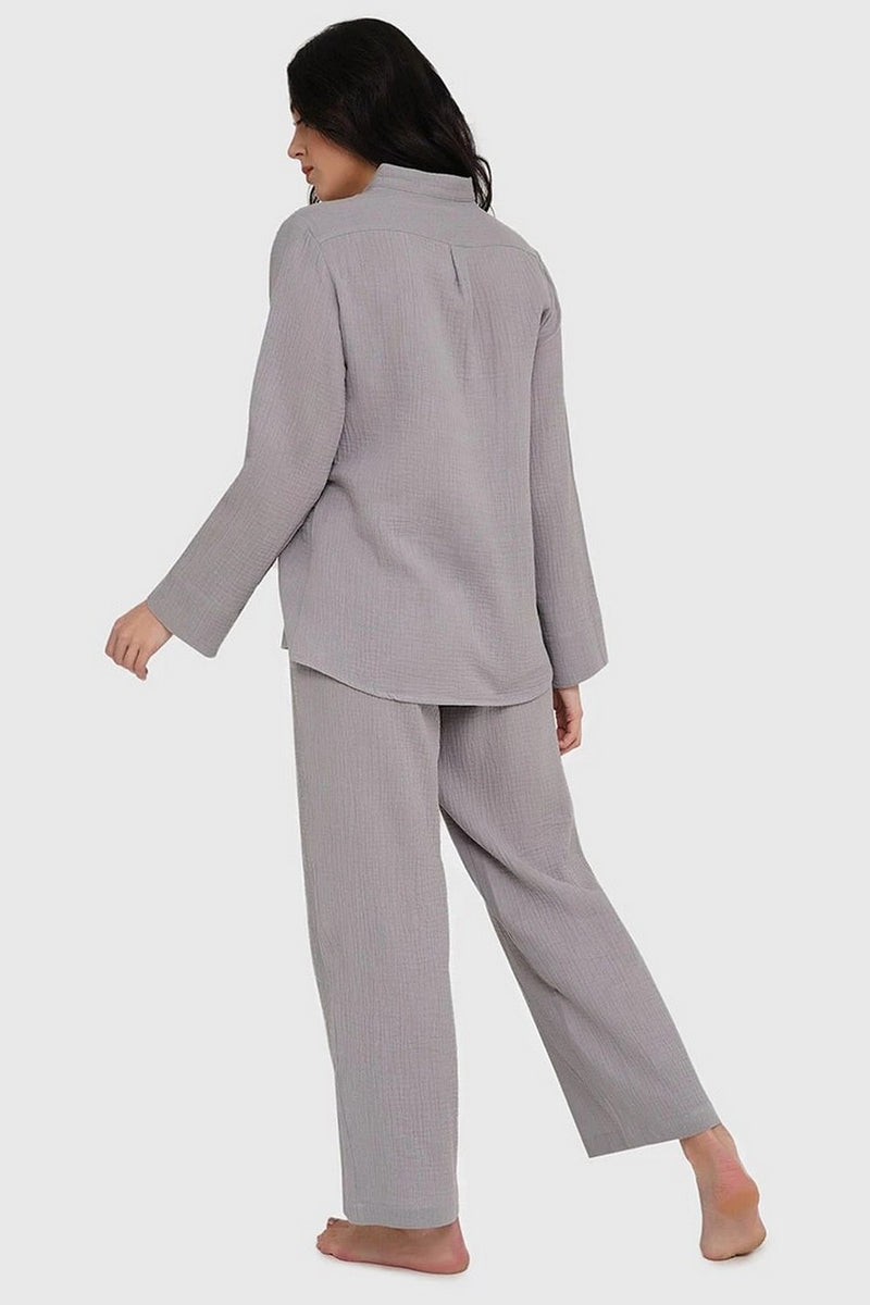 Мусліновий комплект для дому зі штанами 21012-1 gray