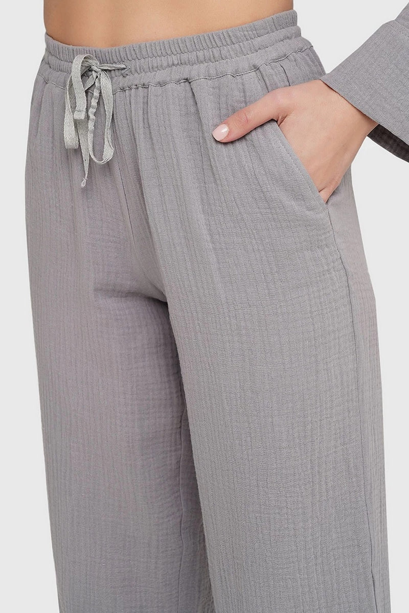 Муслиновый комплект для дома с брюками 21012-1 gray