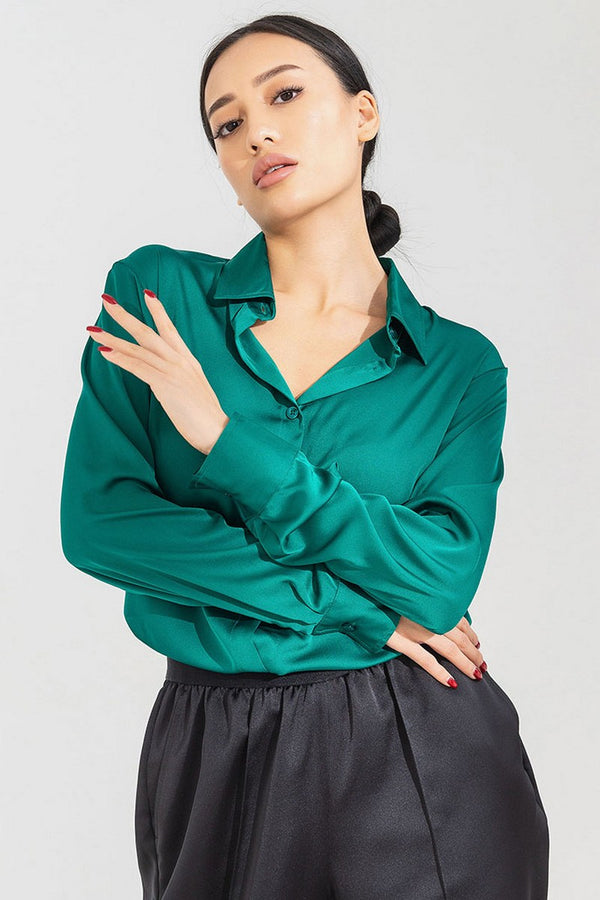 Шелковая блуза 21031-4 emerald