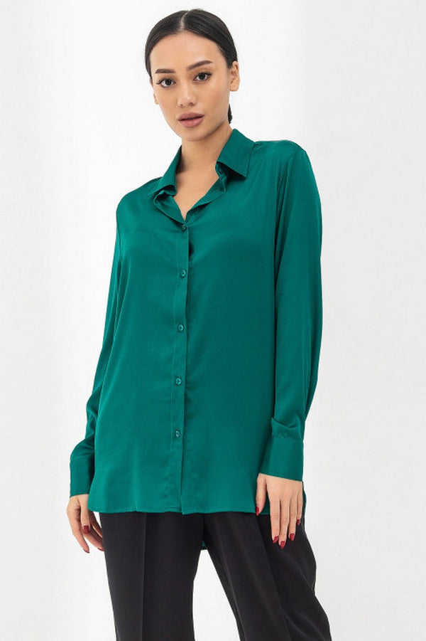 Шелковая блуза 21031-4 emerald