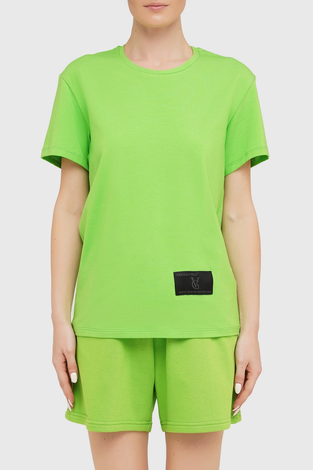 Хлопковая футболка с логотипом 21035-2 light green