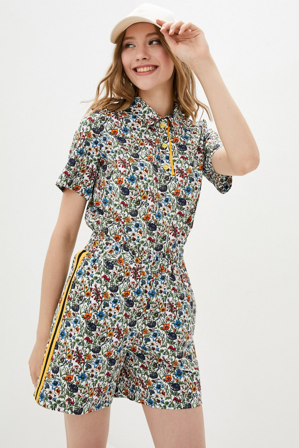 Хлопковый костюм с цветочным принтом 21040