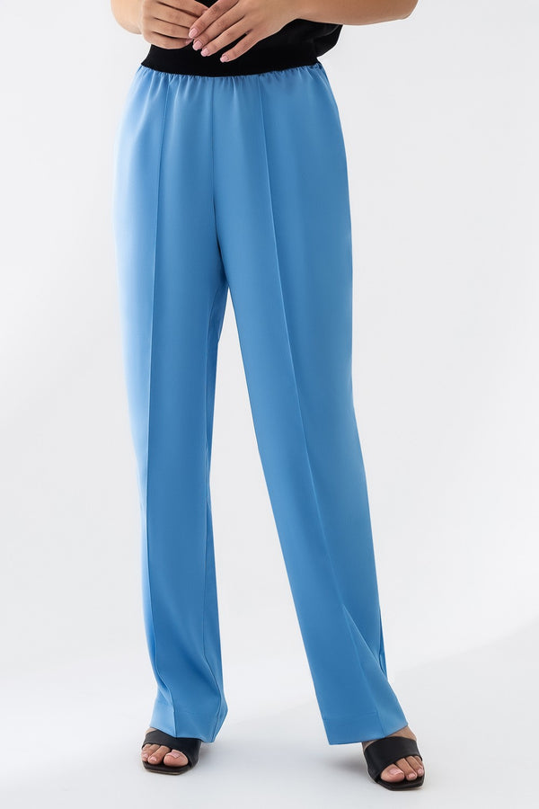 Атласные брюки с карманами 21068-2 blue