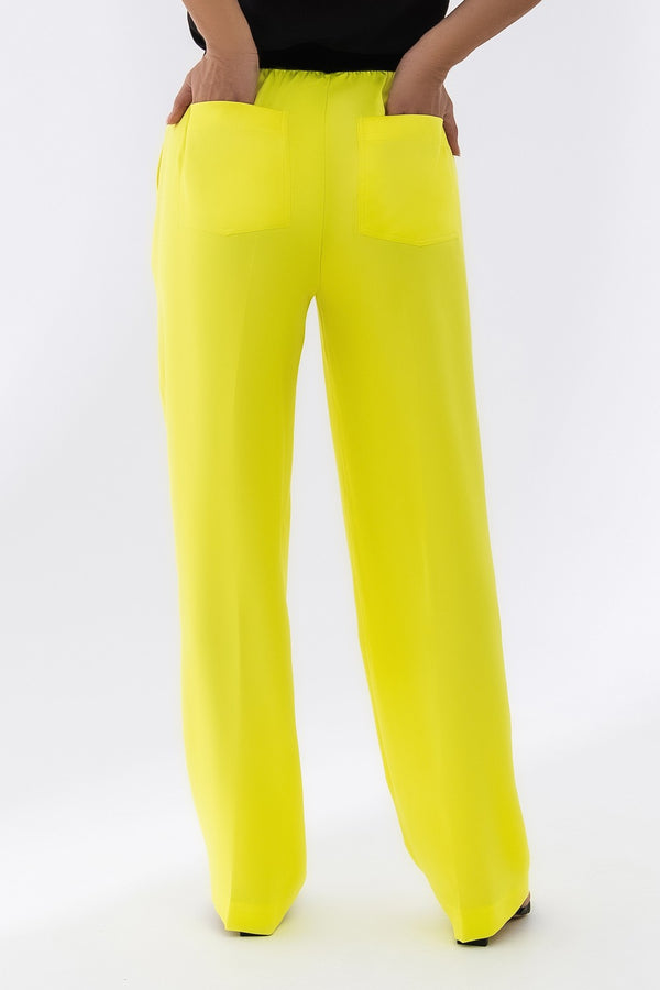 Атласные брюки с карманами 21068-3 yellow