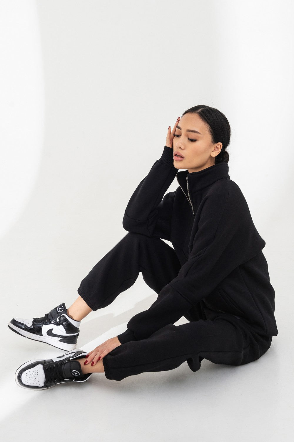 Трикотажный костюм на флисе 21070-1 black