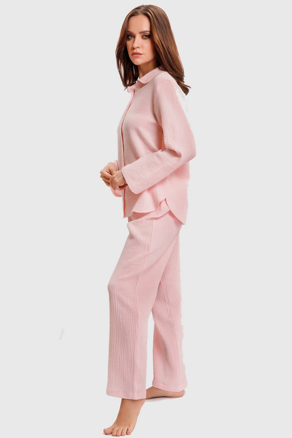 Муслиновая пижама с брюками 21074-2 rose