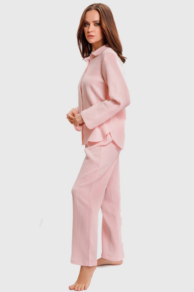 Муслиновая пижама с брюками 21074-2 rose