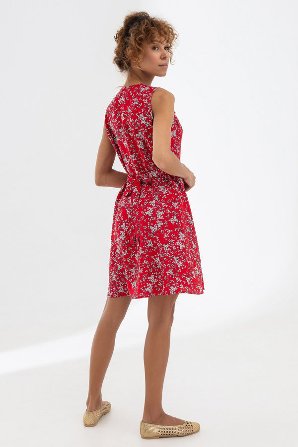 Льняное платье на пуговицах Лиза 21076-1 red