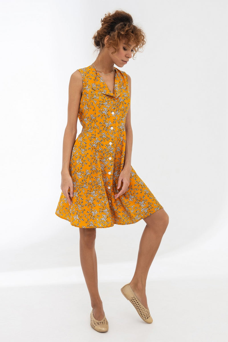 Льняное платье на пуговицах Лиза 21076-2 yellow