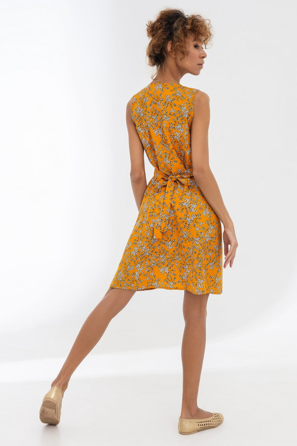 Льняное платье на пуговицах Лиза 21076-2 yellow