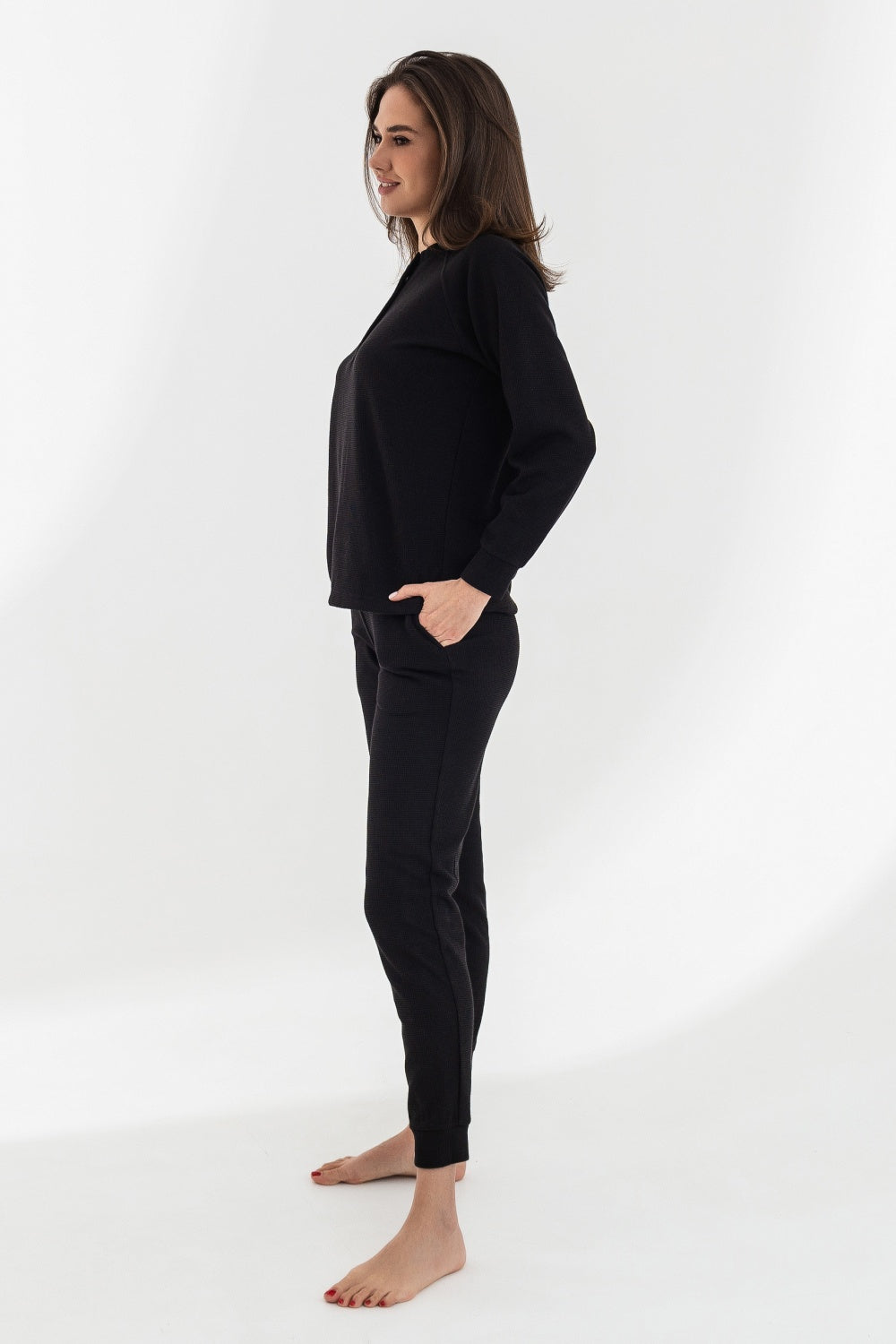 Хлопковый комплект на пуговицах 23001-1 black