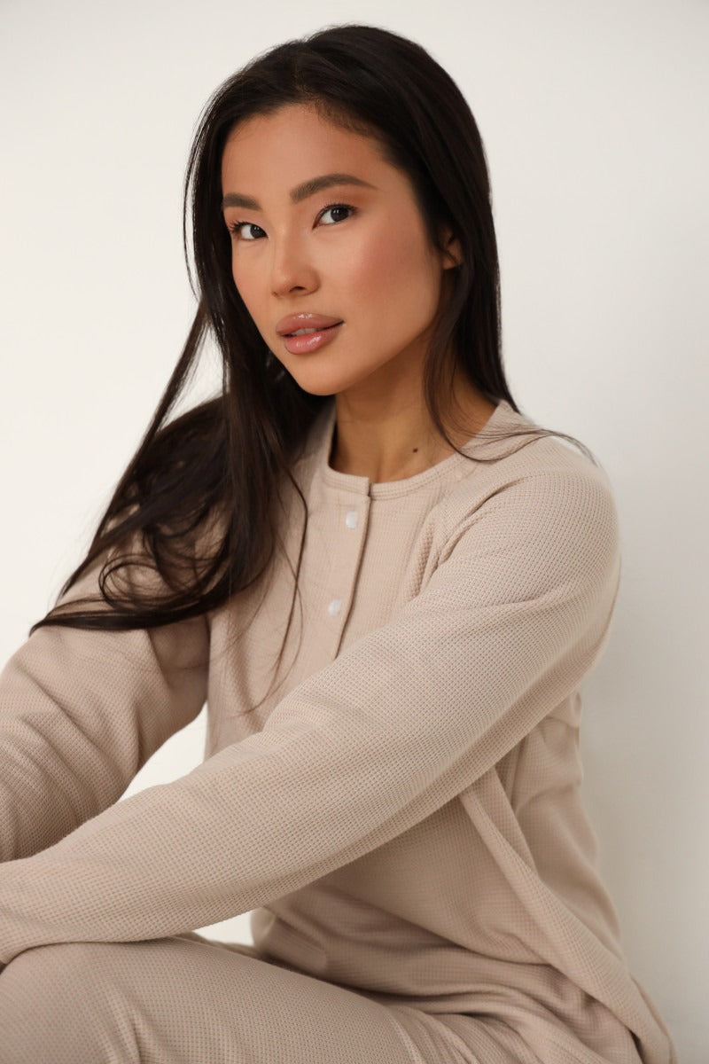 Хлопковый комплект на пуговицах 23001-3 cocoa