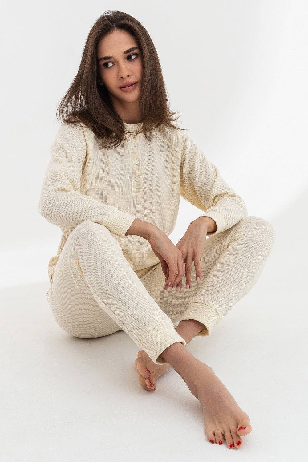 Хлопковый комплект на пуговицах 23001-2 milk