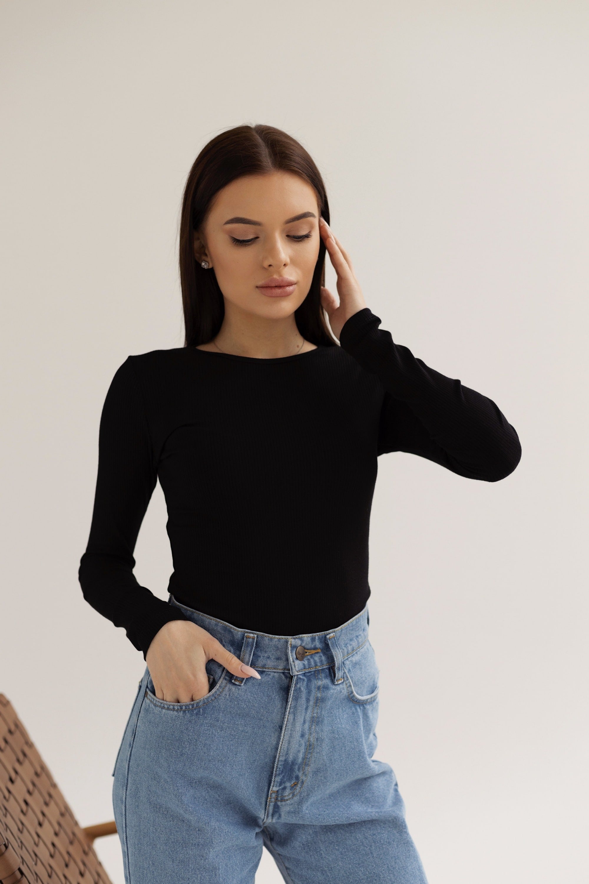 Лонгслив из вискозы 23011-1 black