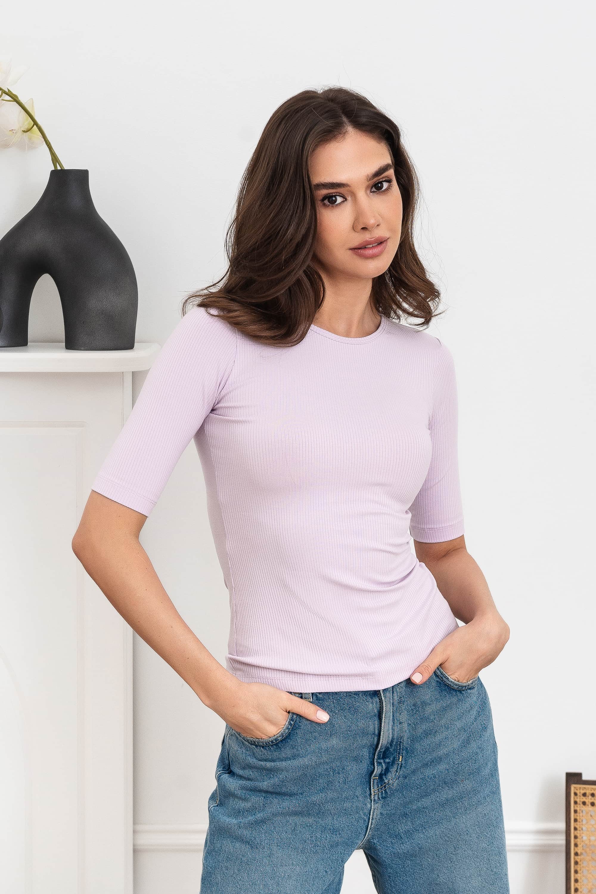 Футболка из вискозы в рубчик 23012-4 lavender