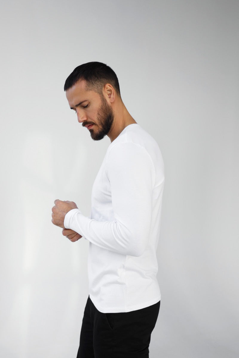 Мужской лонгслив из хлопка 23117 white
