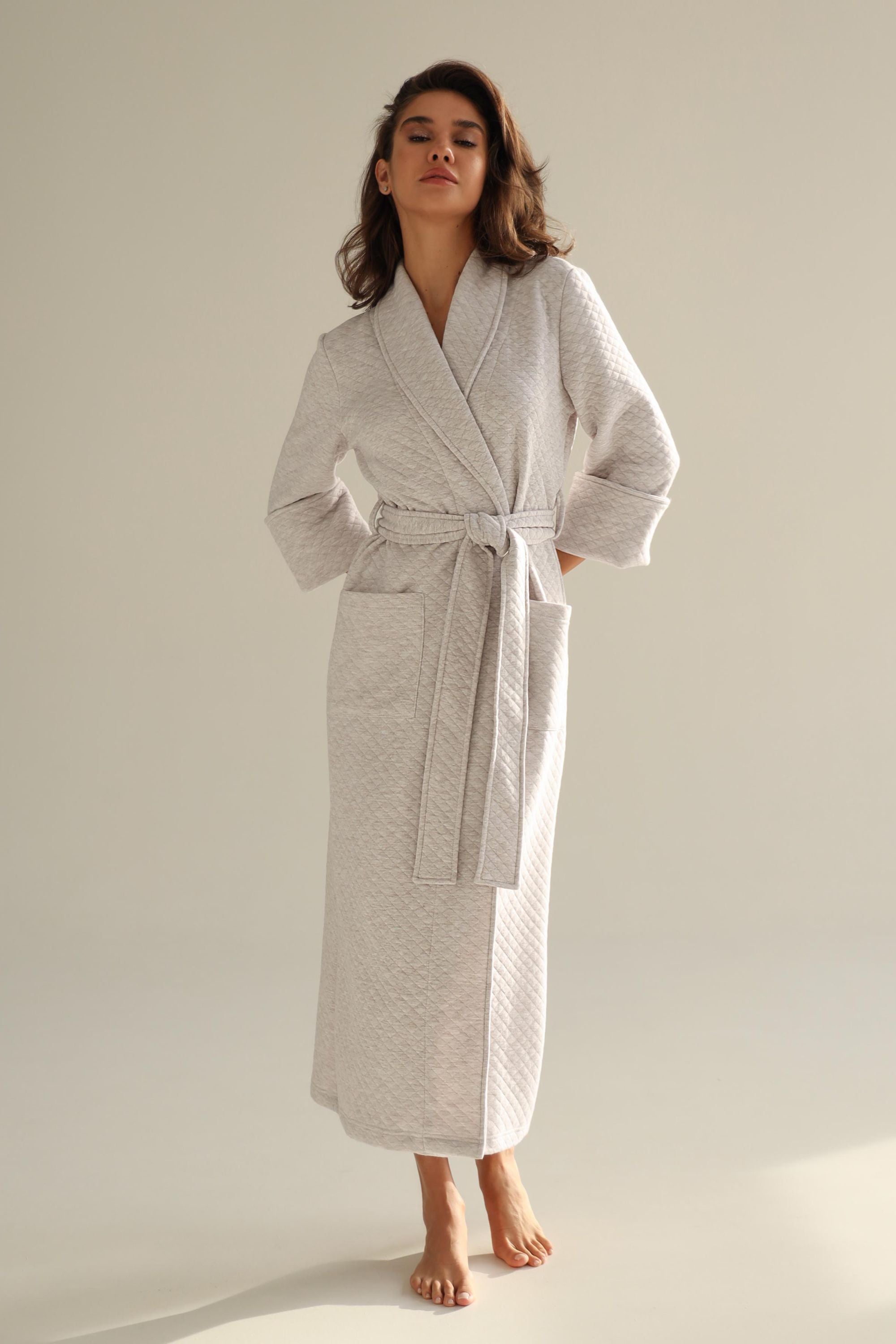 Длинный халат из хлопка 23151 coffee melange