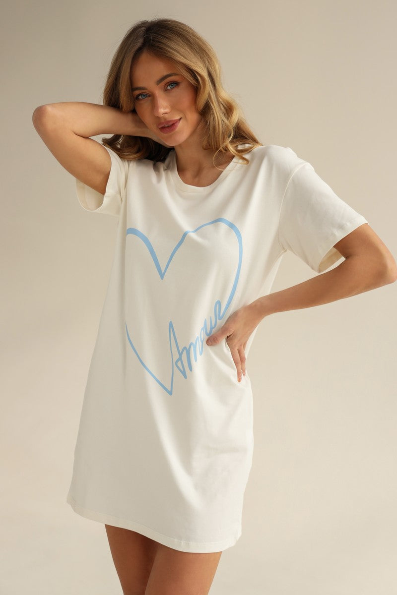 Хлопковая сорочка с принтом Amour 24021 blue