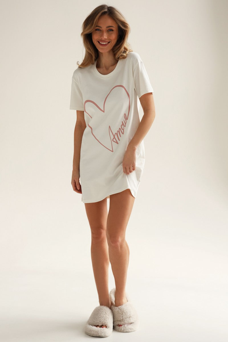 Хлопковая сорочка с принтом Amour 24022 rose