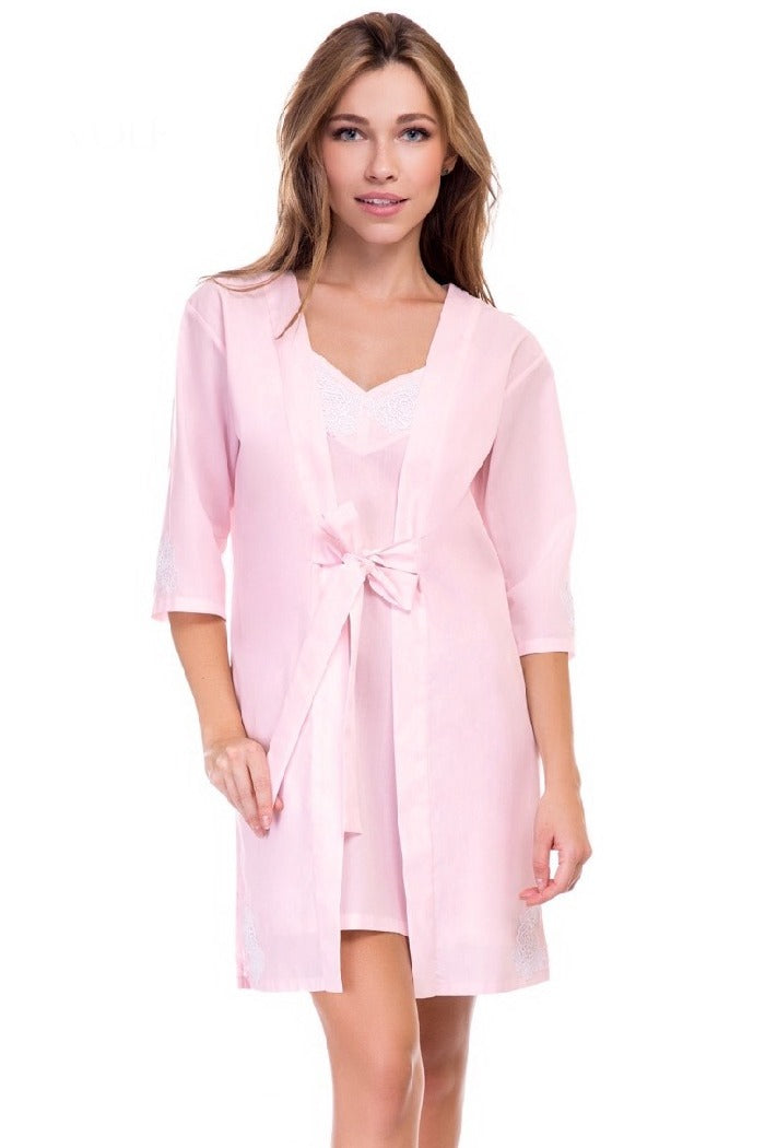 Бавовняний комплект із зав'язками Кімоно 8416 rose