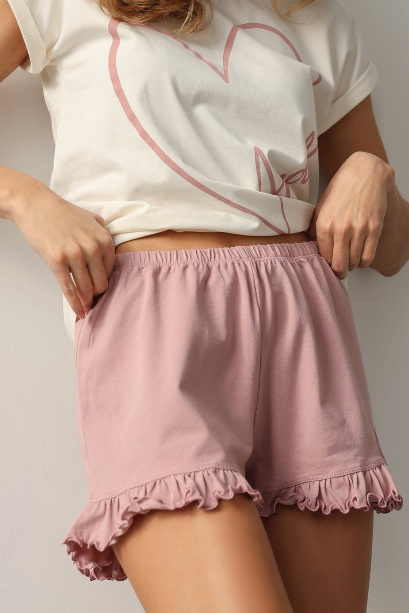 Пижама с шортами из хлопка Amour 24014 rose