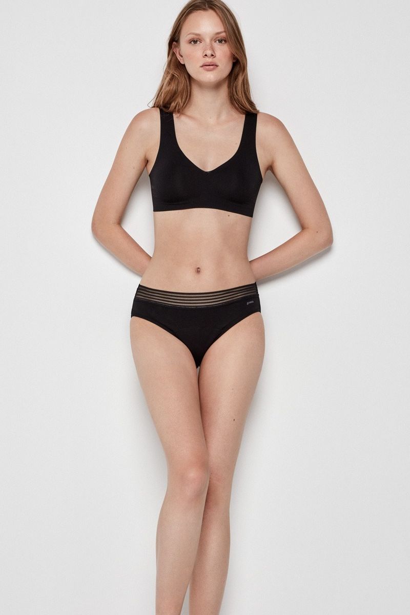 Менструальные трусики слип из эко-хлопка 1/0235 black