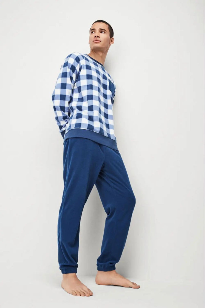 Мужская пижама из микрофлиса 220107S blue