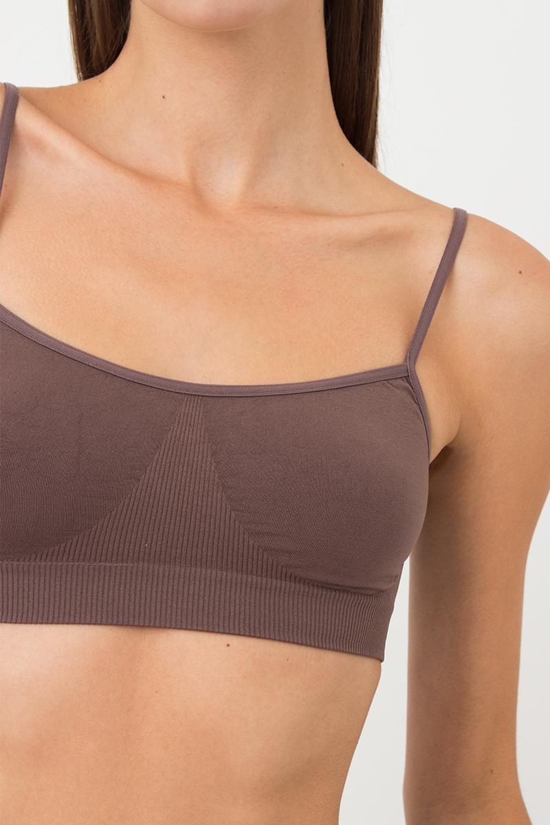 Бесшовный бра-топ на тонких бретелях 1009619 Cami Top deep taupe