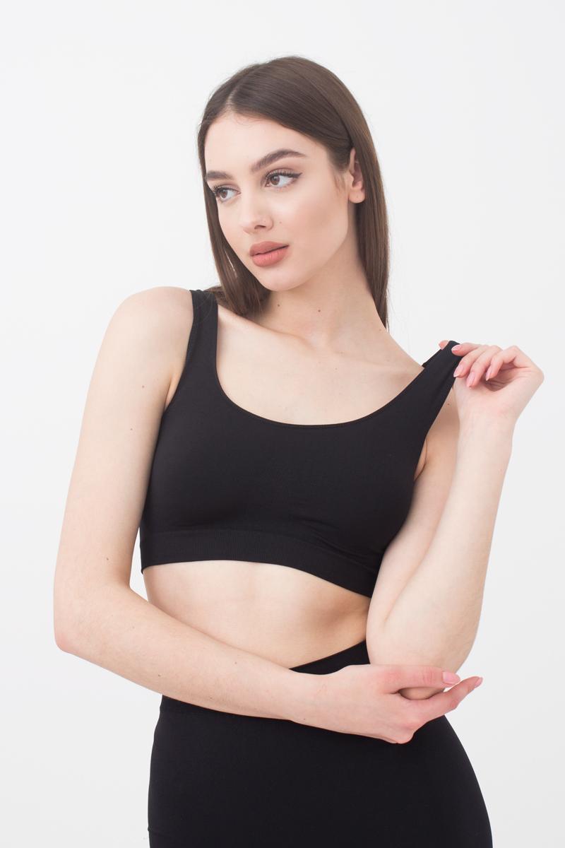 Бесшовный бра-топ на широких бретелях 1009647 Tank Top black