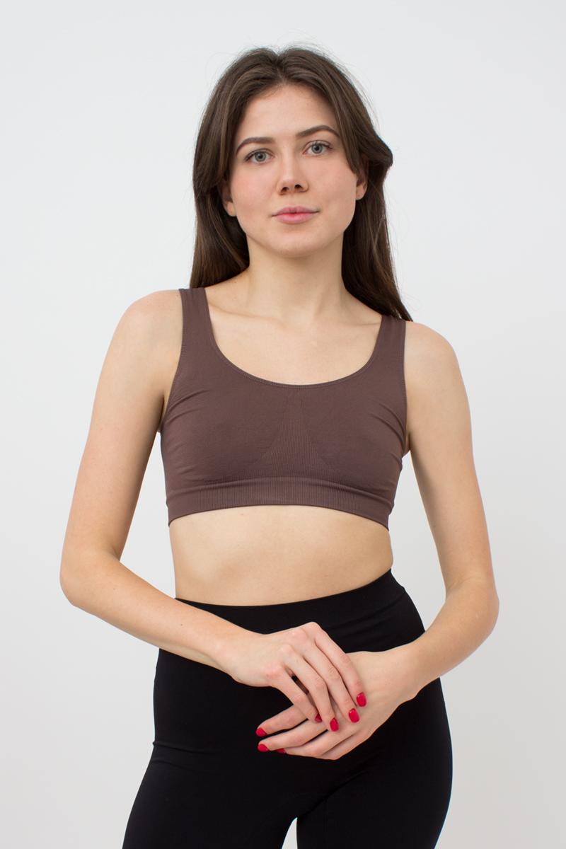Бесшовный бра-топ на широких бретелях 1009647 Tank Top deep taupe