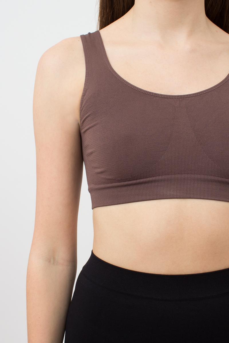Бесшовный бра-топ на широких бретелях 1009647 Tank Top deep taupe
