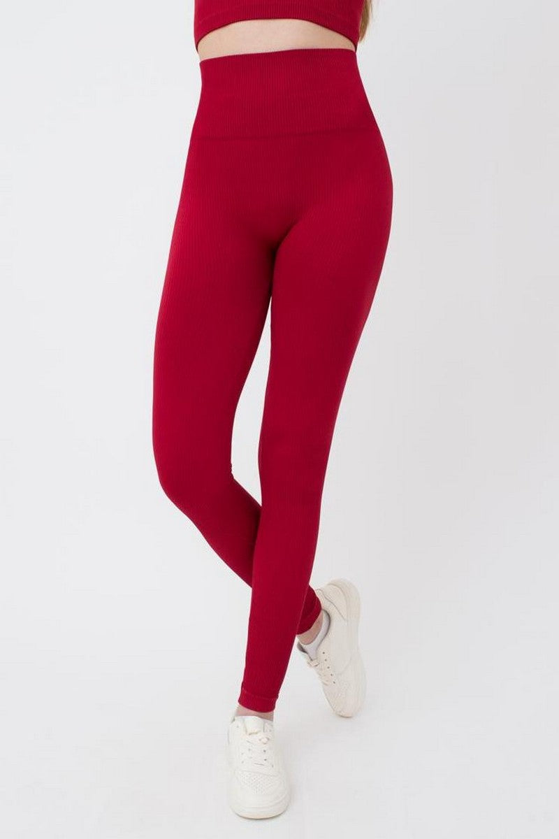 Бесшовные леггинсы в рубчик 1009878 Leggings Rib winery