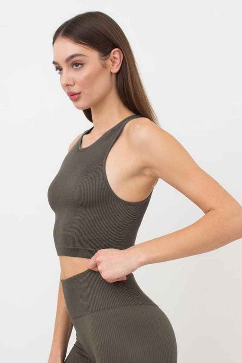 Бесшовный топ в рубчик 1009915 Halter Top Rib khaki