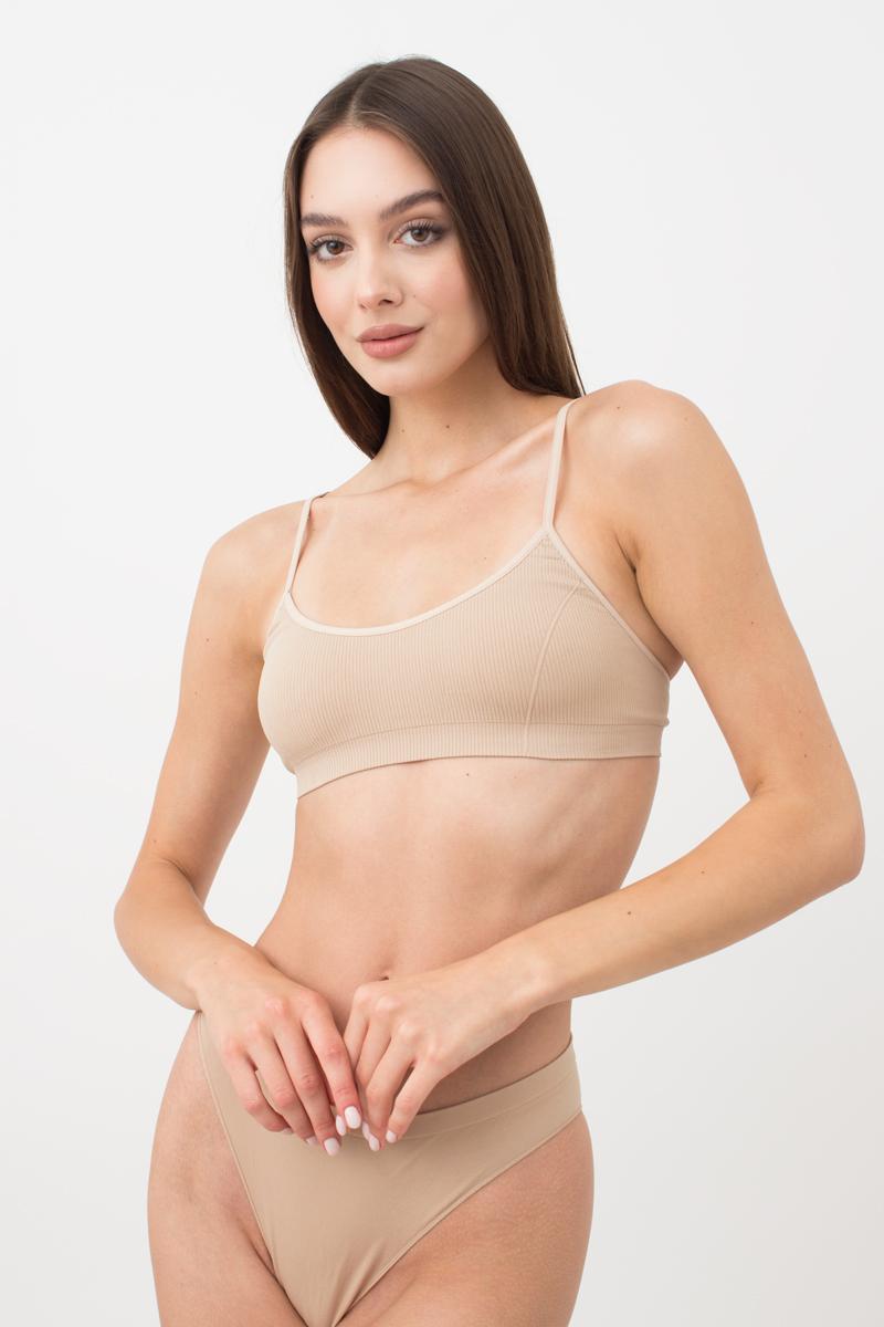 Бесшовный бра-топ в рубчик 1010518 Cami Top Rib naturale