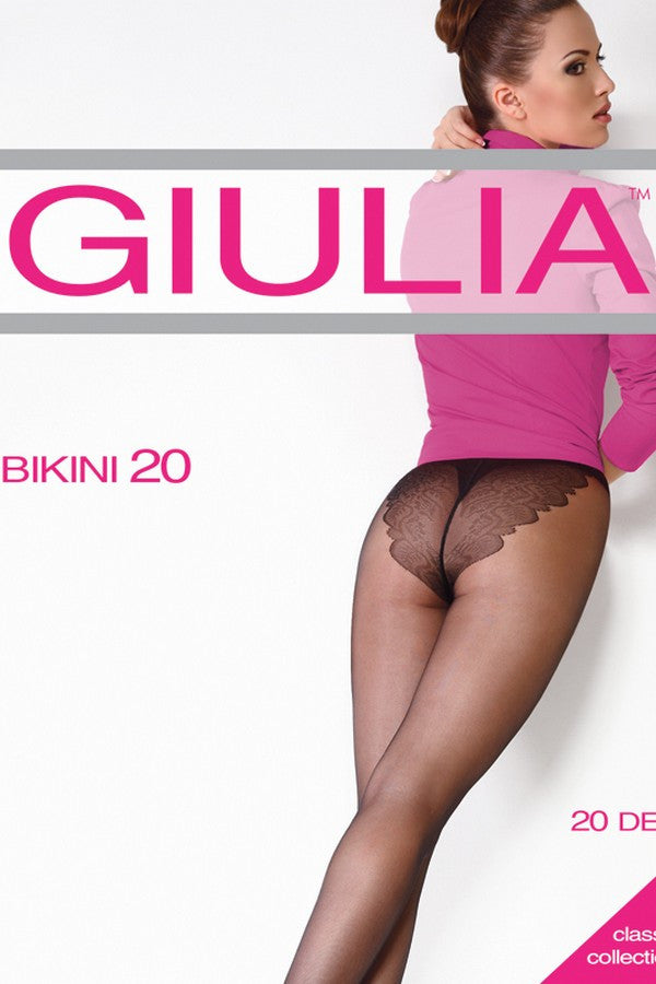 Классические полуматовые колготки с кружевными трусиками Bikini 20 den