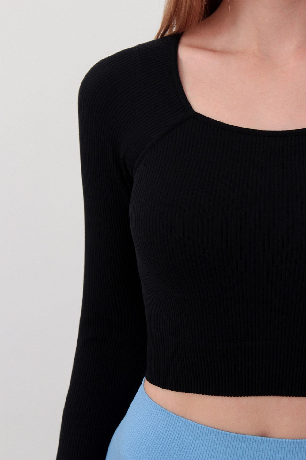 Топ с длинным рукавом Crop Top Rib black