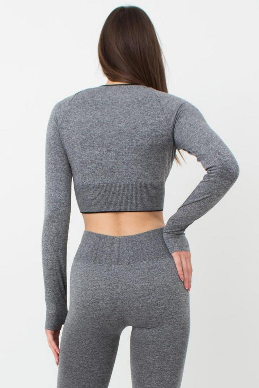 Спортивный кроп-топ с длинным рукавом Crop Top Sport Melange nero