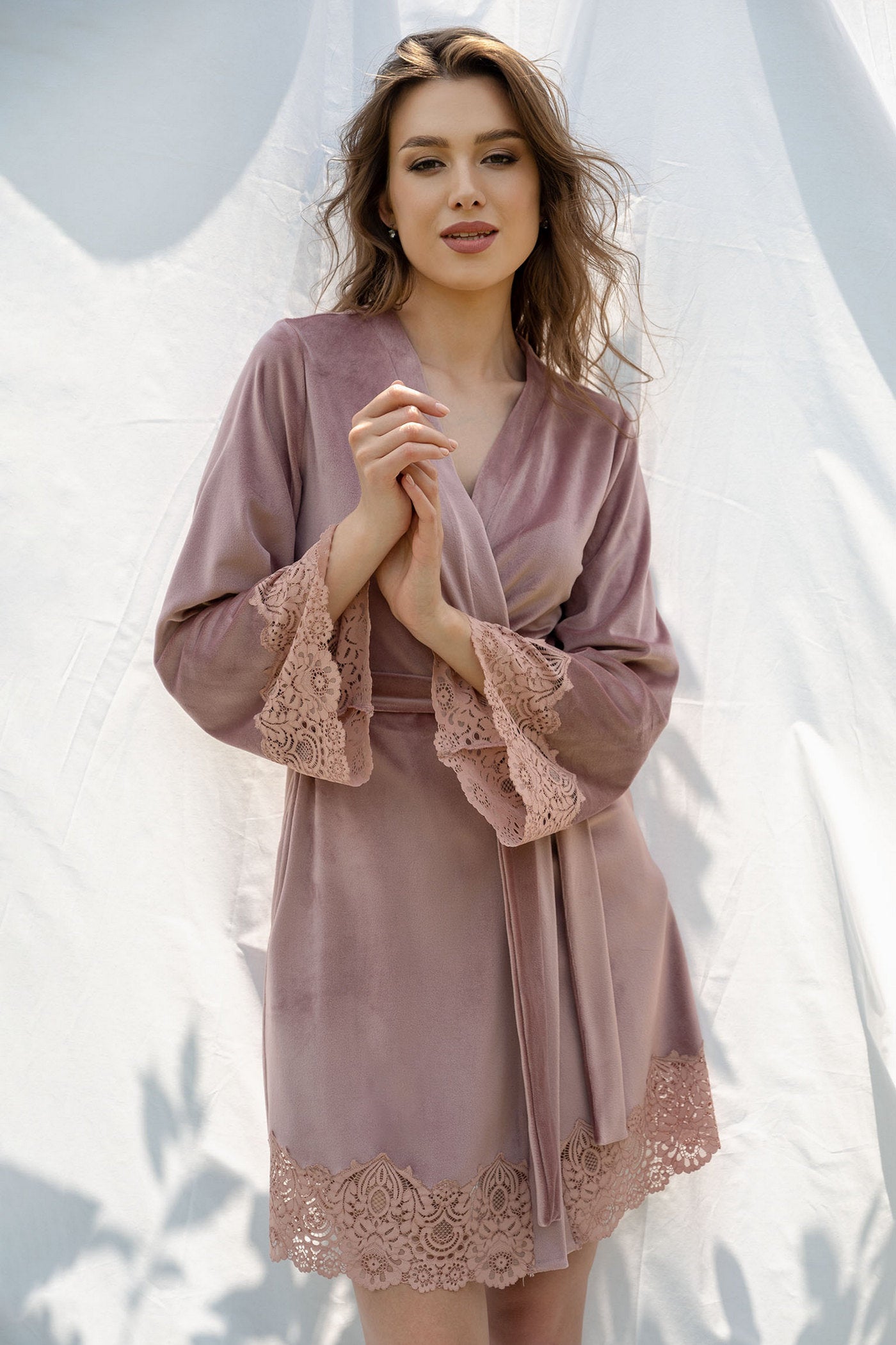 Велюровий халат 2326 dark powder