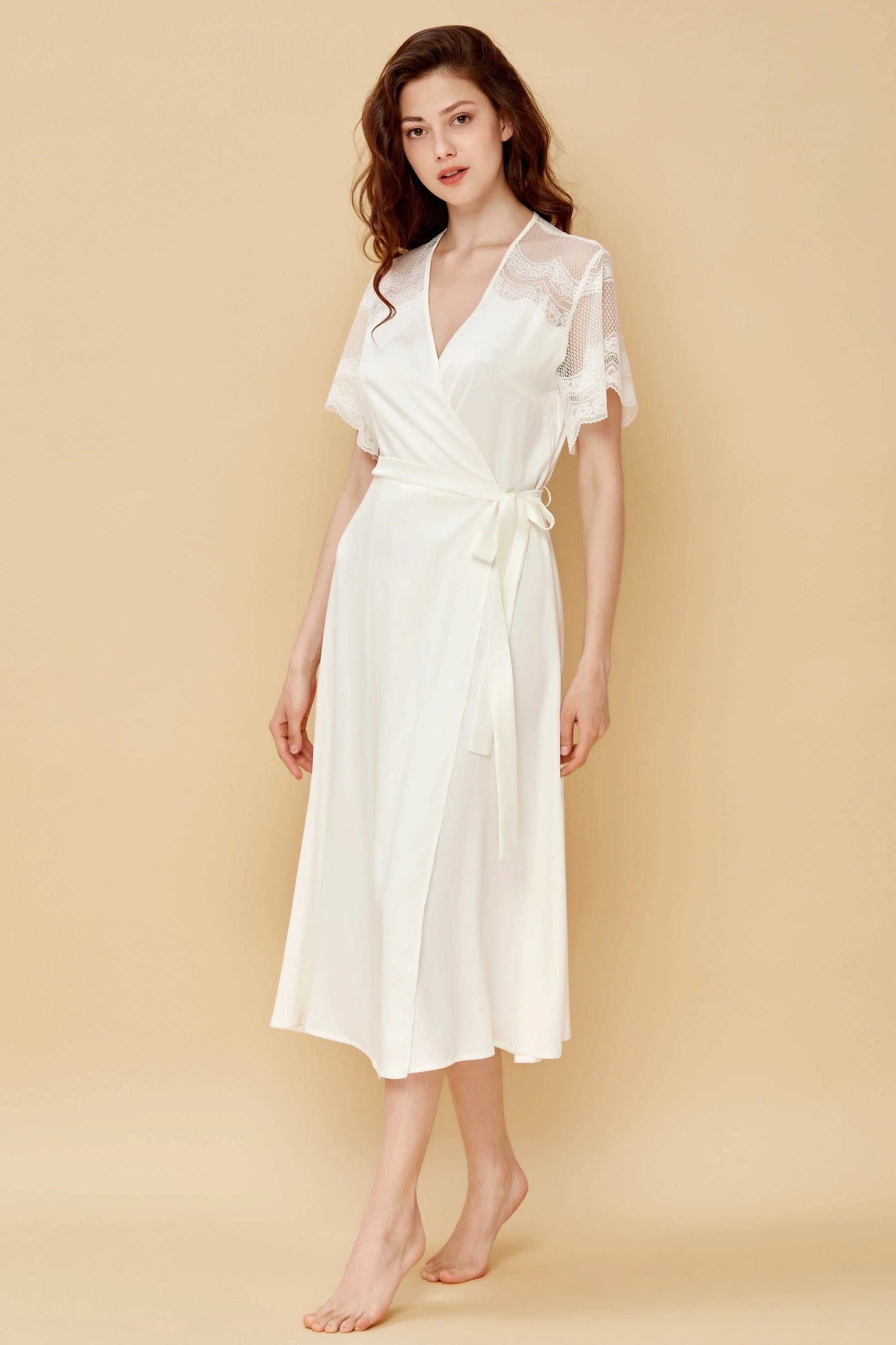 Халат із сатину 804-6752 champagne